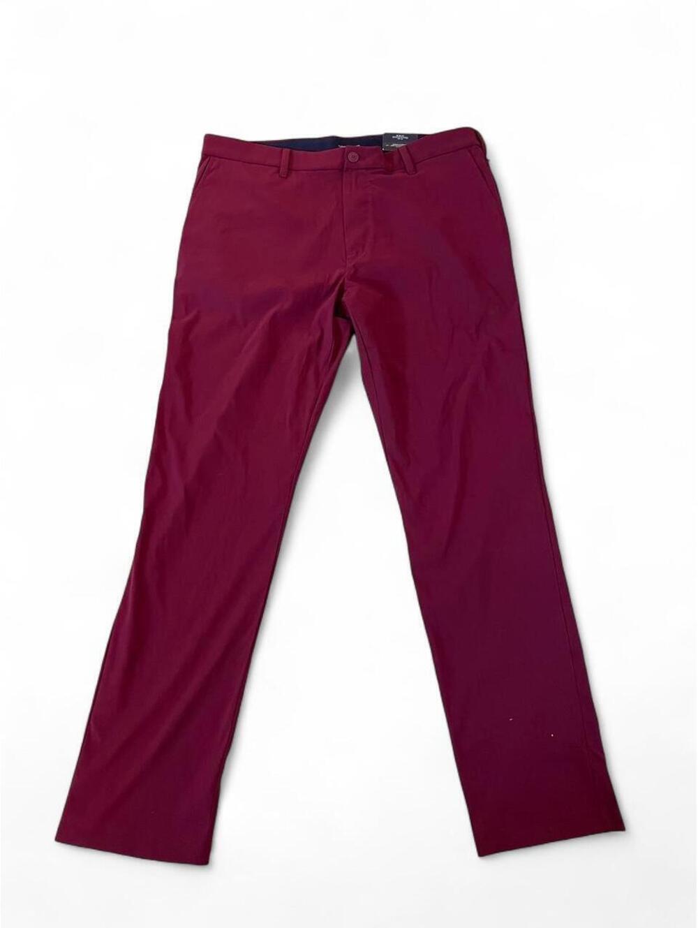 Tommy Hilfiger Burgundy Slim Fit Flat Front Dress Pants Nylon Men’s 38x32